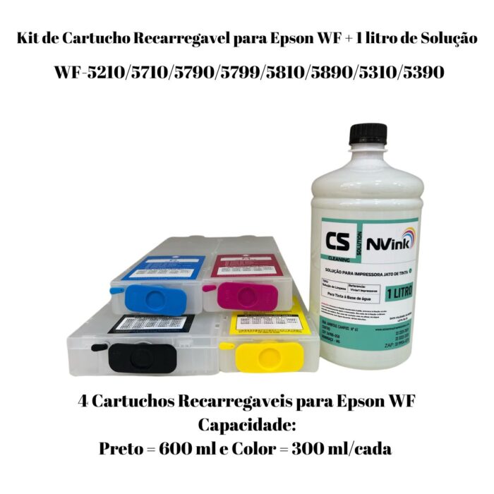 1 L Solução De Limpeza + cartuchos recarregaveis
