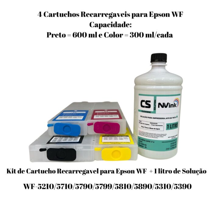 1 L Solução De Limpeza + cartuchos recarregaveis