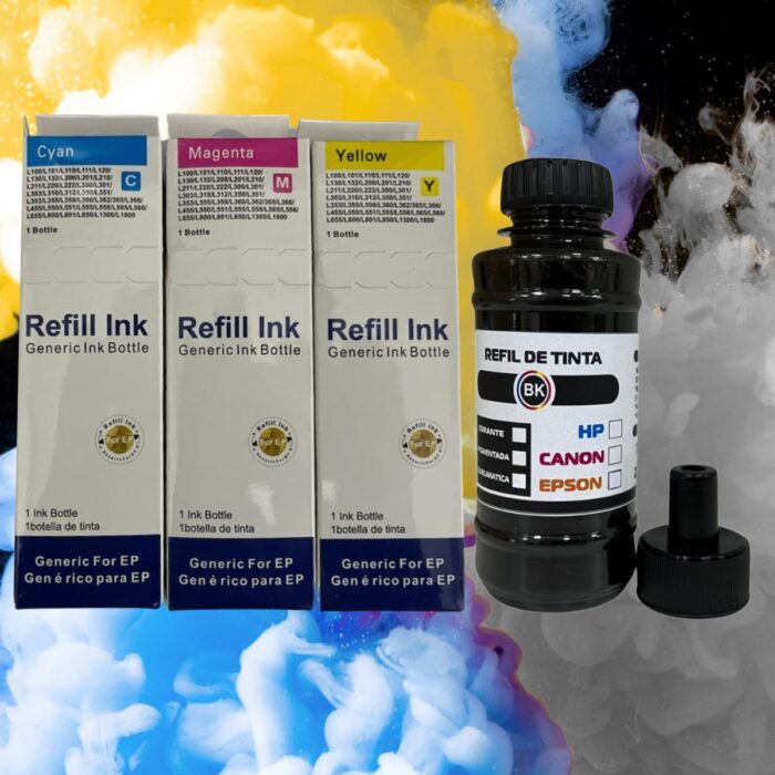 Kit 4 Cores Tinta Compatível para Epson L355 L365
