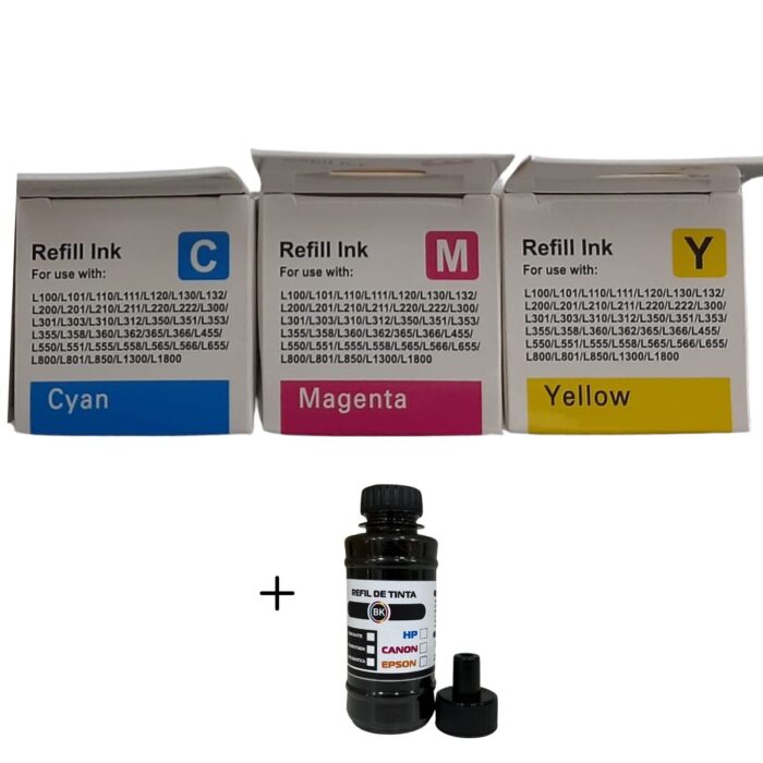 Kit 4 Cores Tinta Compatível para Epson L355 L365